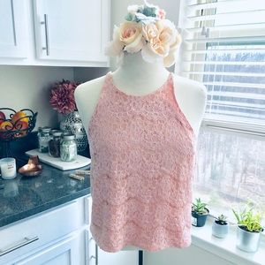 SOLD ‼️ Pink Lace Racerback Tank Top ✨